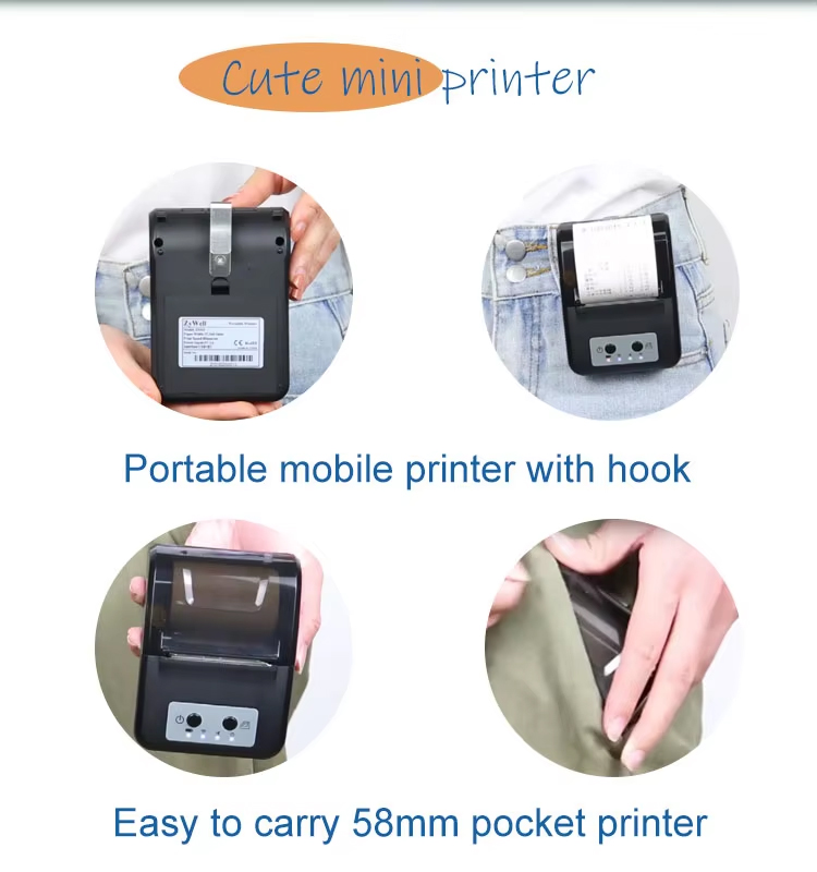 EDOO ED5803 58mm Mini Portable  Pocket Mobile Printer POS Wireless Handheld Thermal Receipt Printer