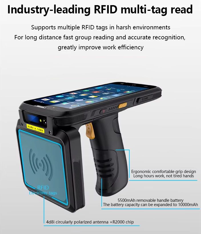EDOO M83 UHF RFID Rugged Wireless PDA with Android 12 Mobile Computer Data Terminal Including Barcode Scanner in Stock