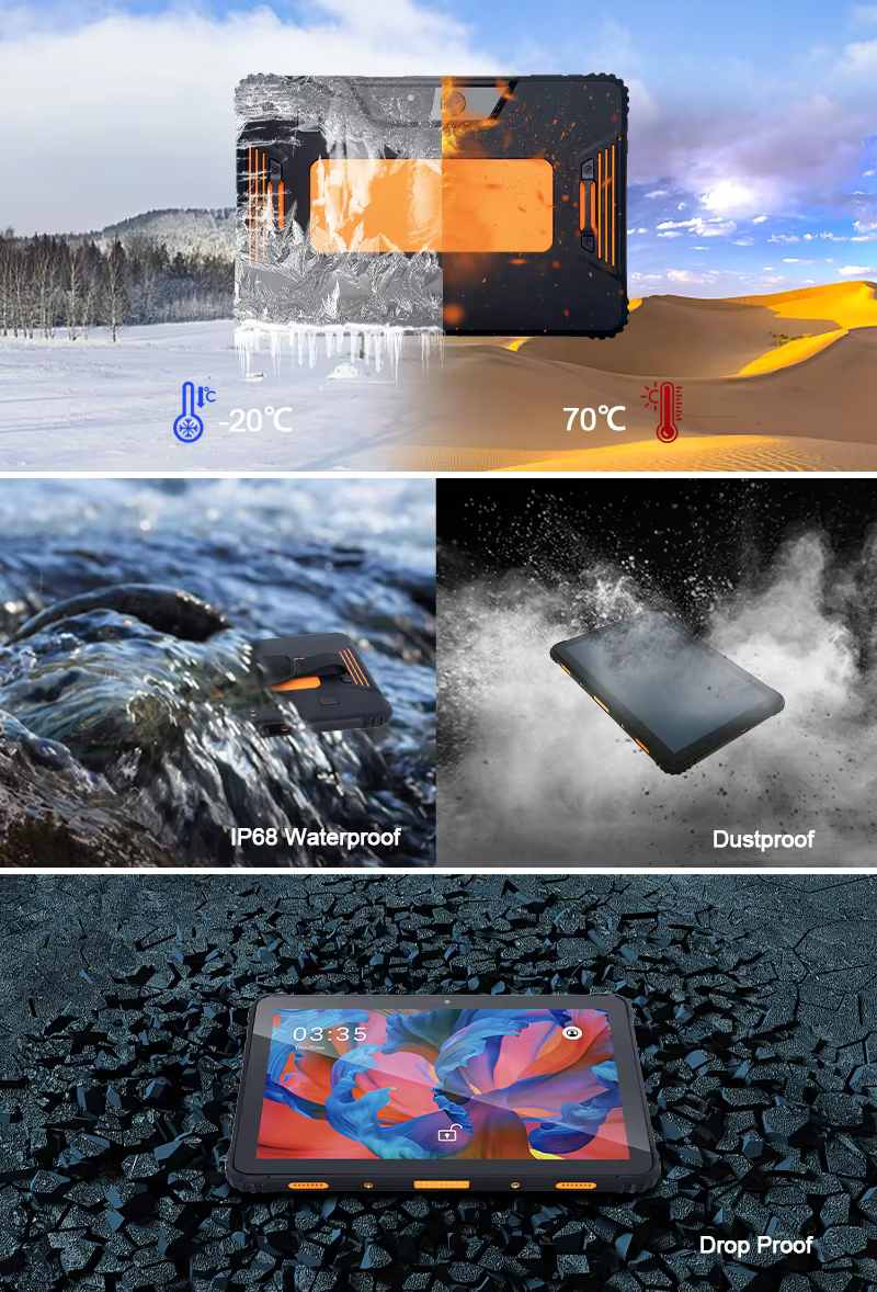 Android 12 IP68 Waterproof 10.1 Inch NFC 5G Wifi Touch Screen Barcode Scanner Tablet Logistics Industry Dual Camera USB Rugged